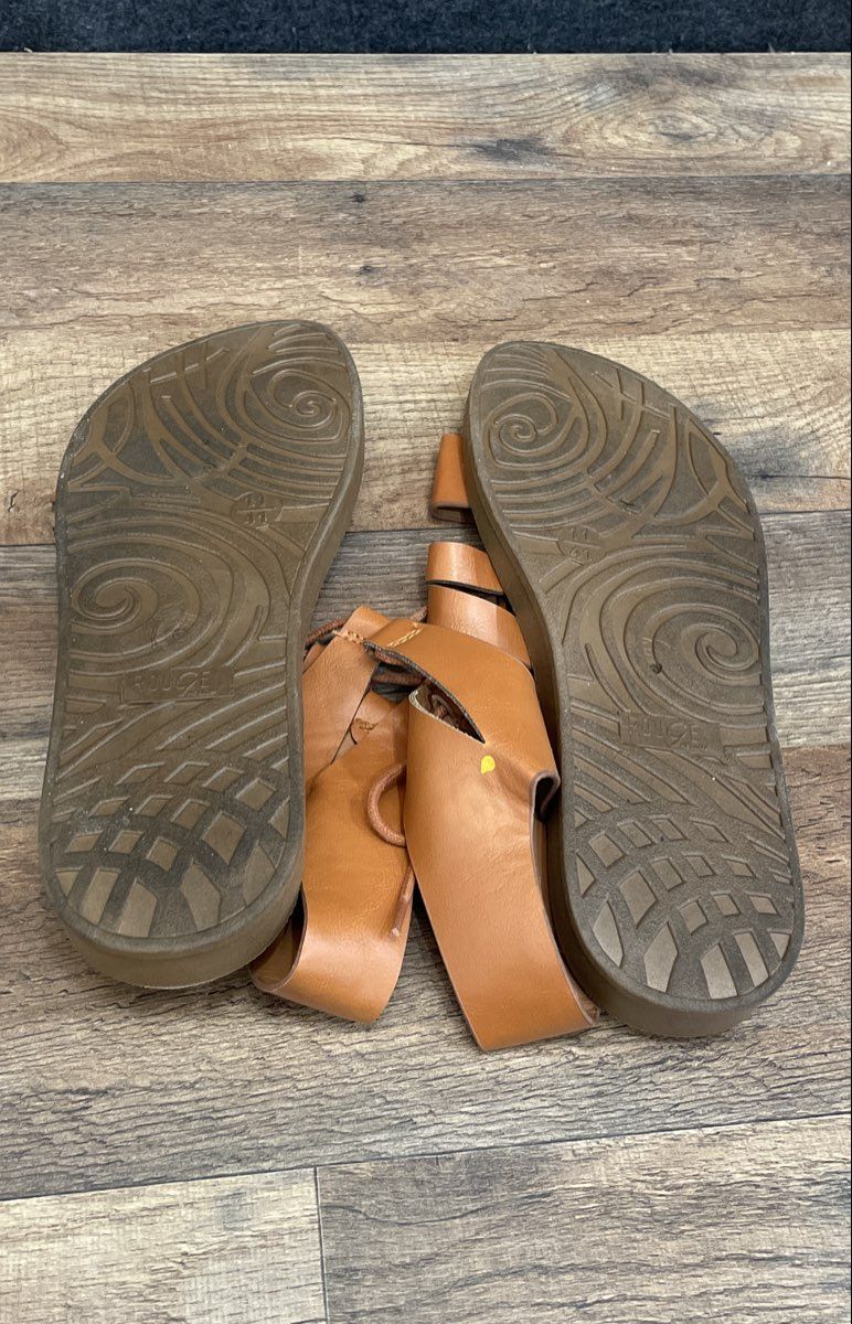 Rouge Brown Leather Gladiator Lace Up Strappy Flat Sandals Women's Size 11