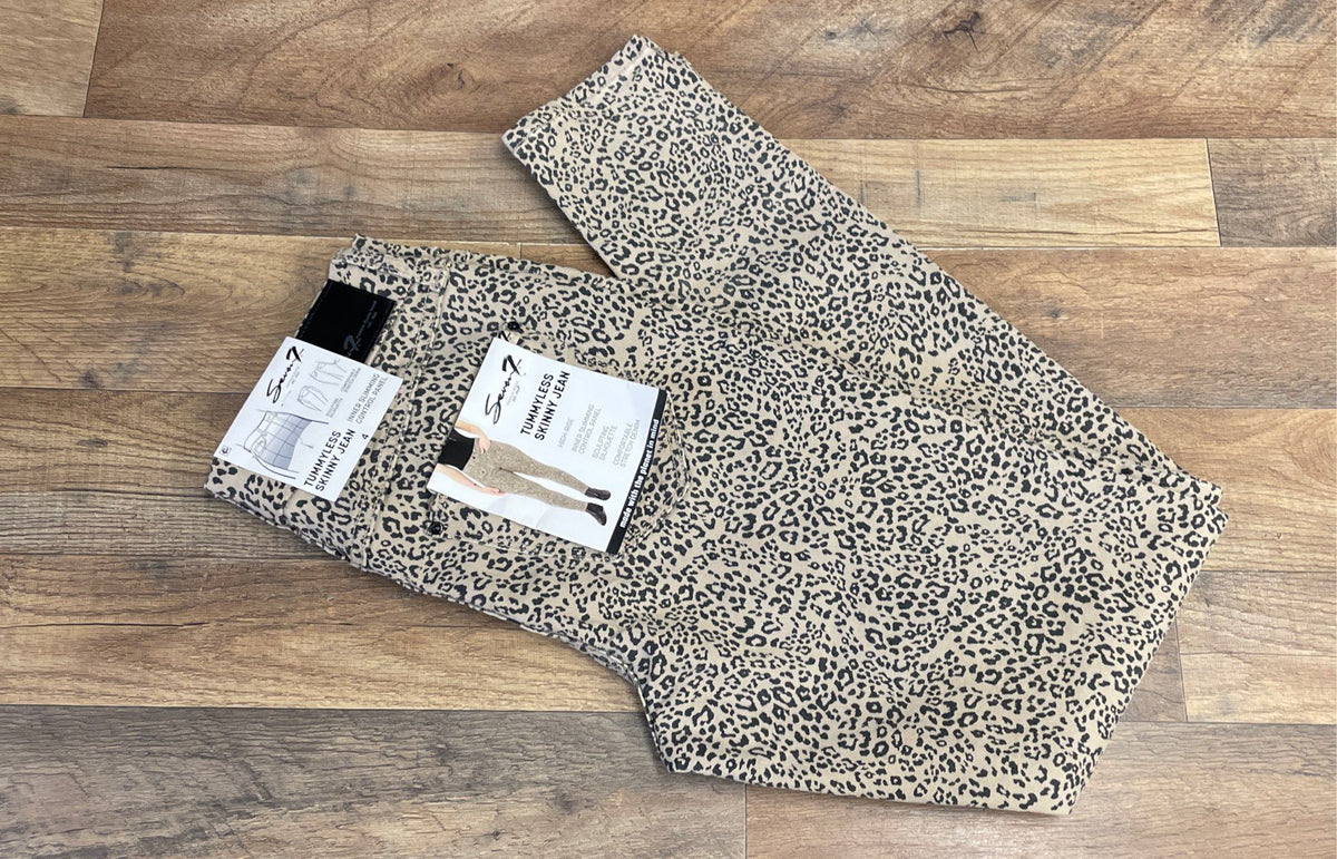 Seven7 Women's Tummyless Skinny Jeans Leopard Print High Rise Sz 4 NWT