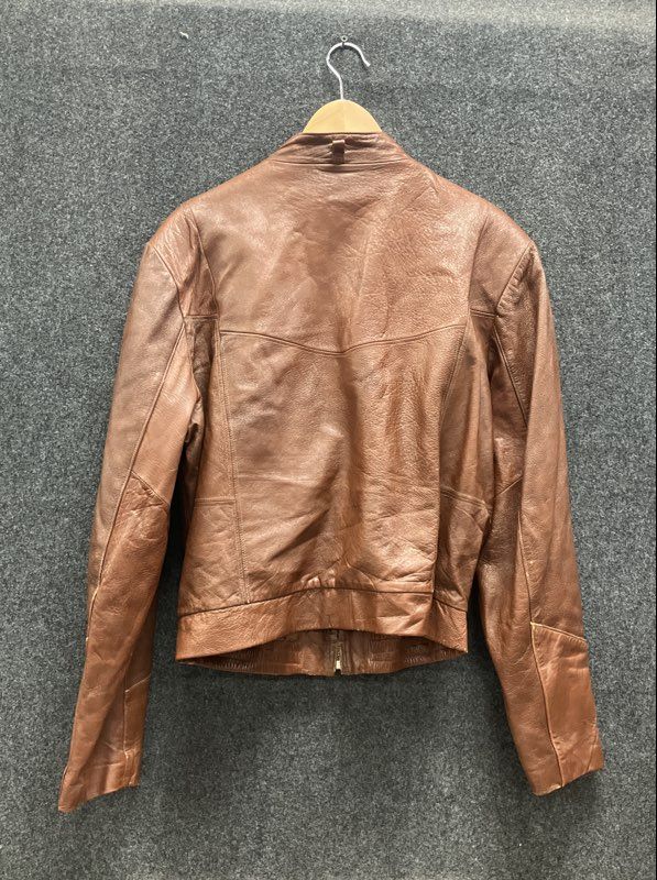 Vintage 90s Men's Brown Cafe Racer Bomber Leather Jacket Hecho en Mexico Sz 46