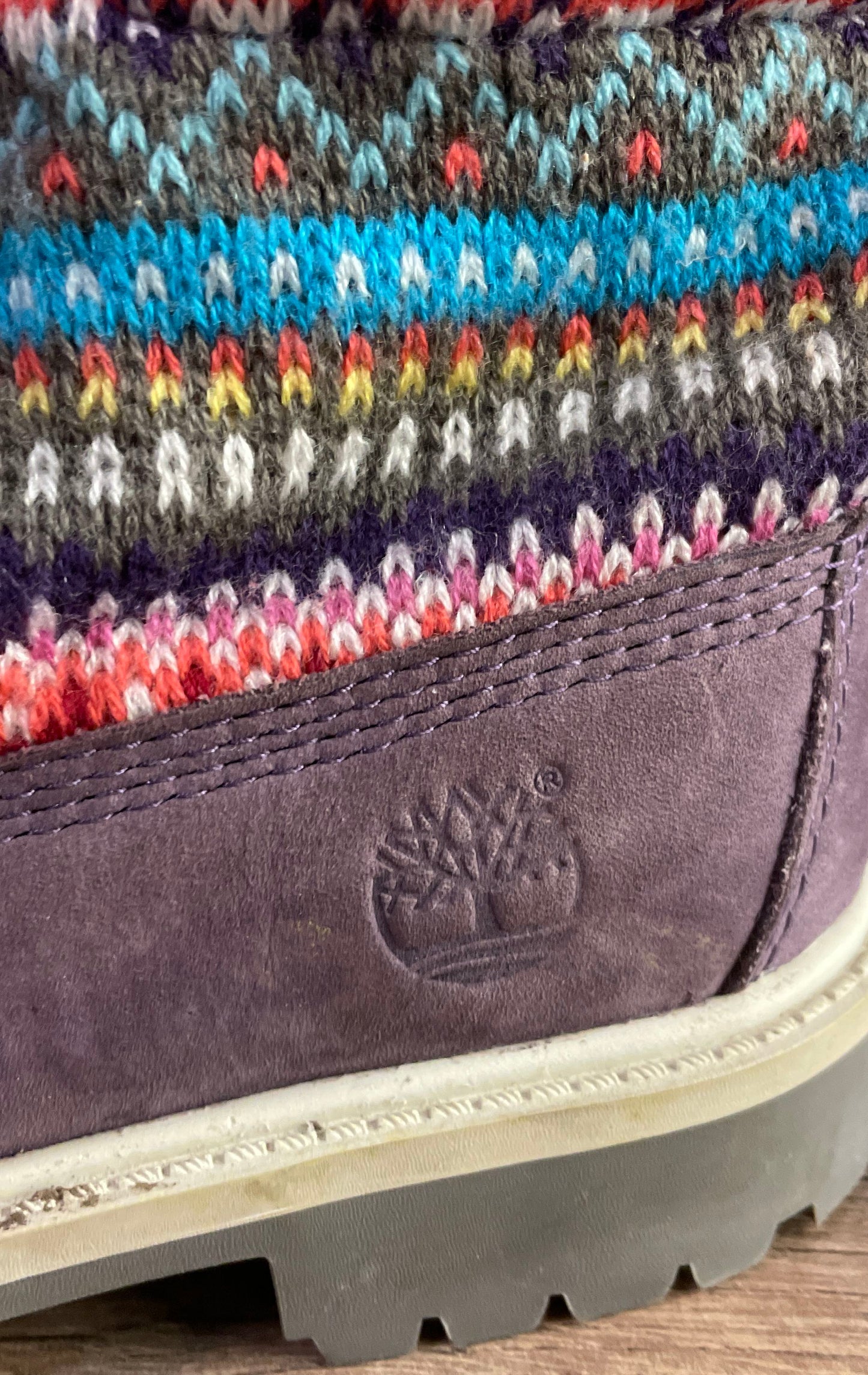 Timberland Roll-Top Sweater Collar Purple Nubuck Youth Boots Size 1.5