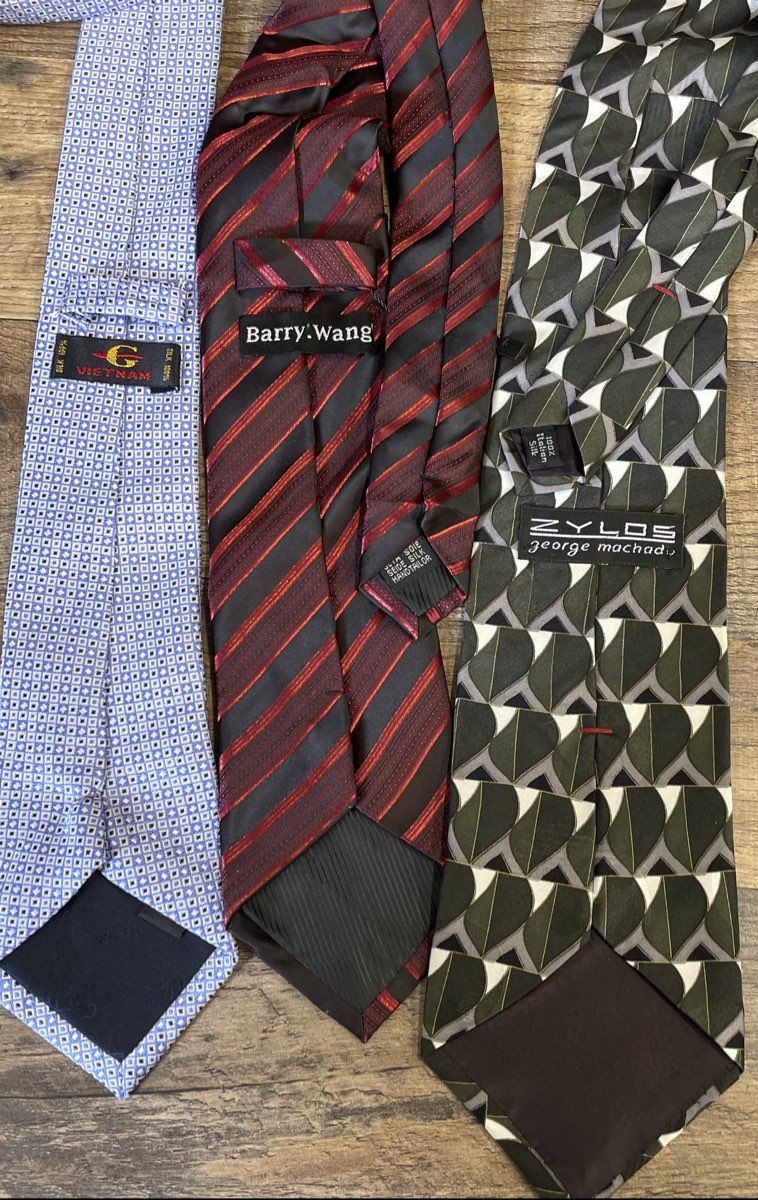 Lot of 5 Mens Silk Neckties Barry.Wang Roberto Villini Zylos Geometric Stripe