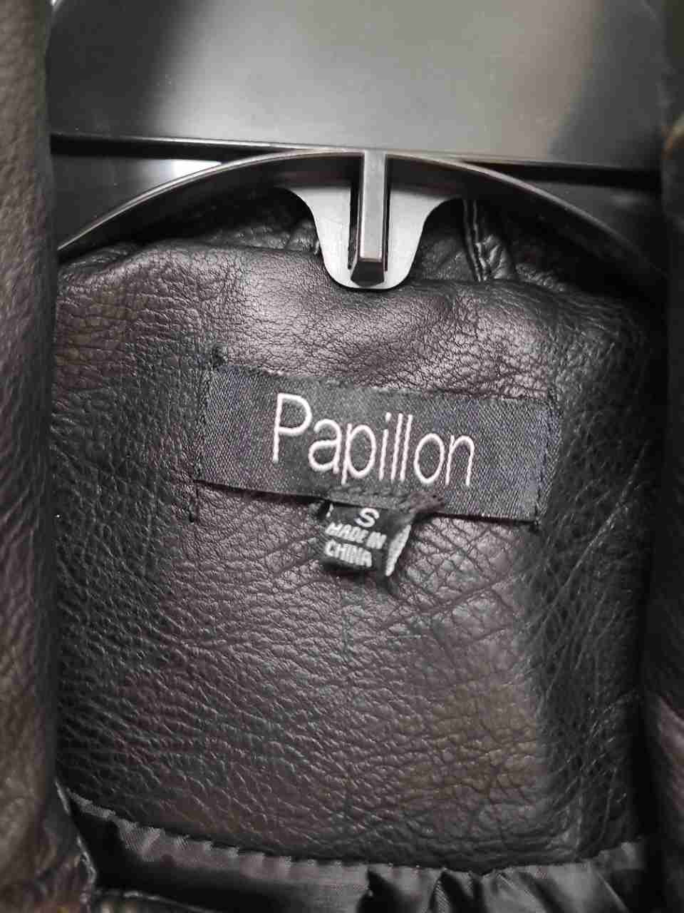 Papillon Women's Black Faux Leather Moto Jacket Floral Embroidered Studded Sz S