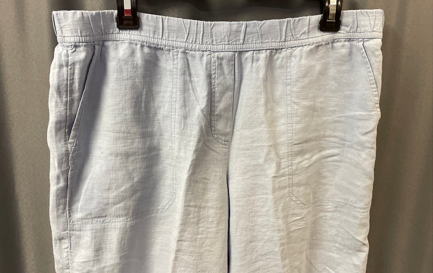 Purejill Women's Blue Linen Tencel Blend Wide Leg Crop Pants Sz MP