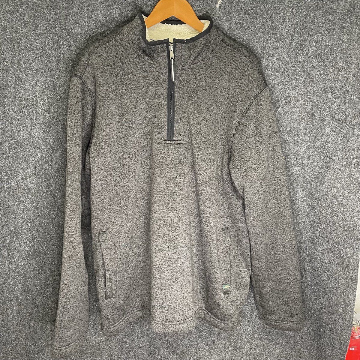 Orvis Men's Brighton Quarter Zip Pullover Sweater Gray Heather Fleece Lined XL