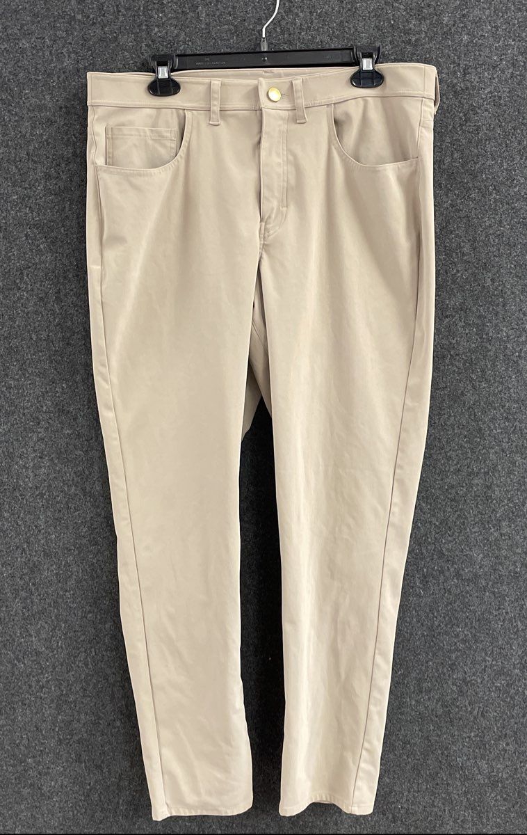 Zella Men's Beige Pyrite Sorona 5-Pocket Performance Tech Pants Sz 36