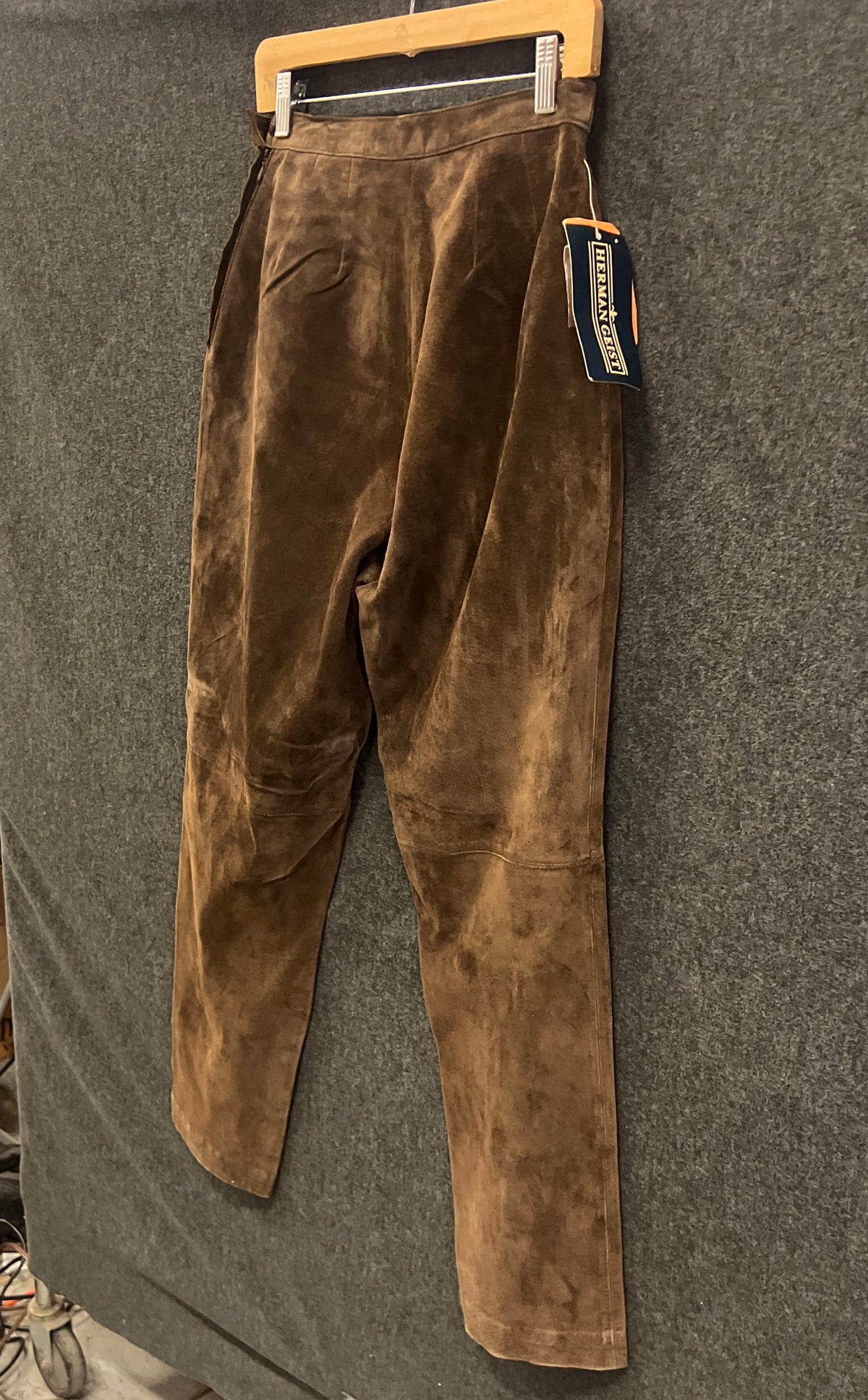 Vintage 90s Herman Geist Women's Brown Suede Leather Pants High Rise NWT Sz 8