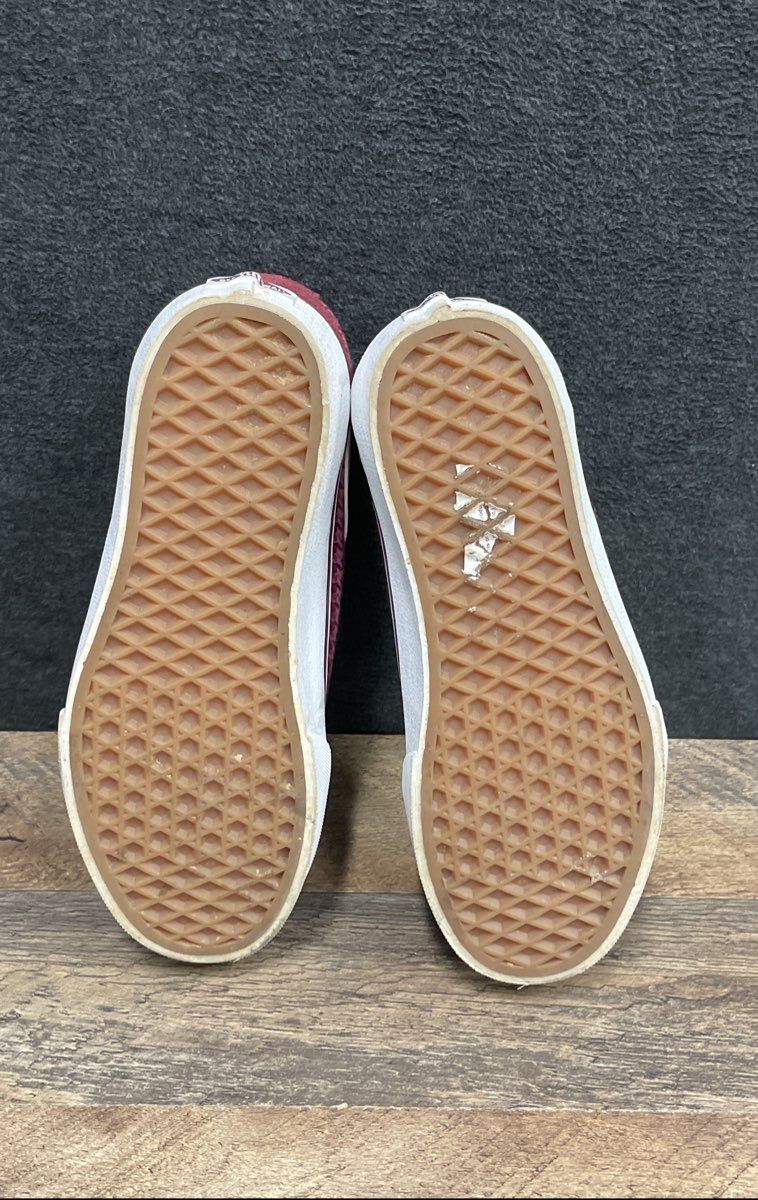 Vans Ward Burgundy Plaid Houndstooth Low Top Sneakers Women's Size 7.5