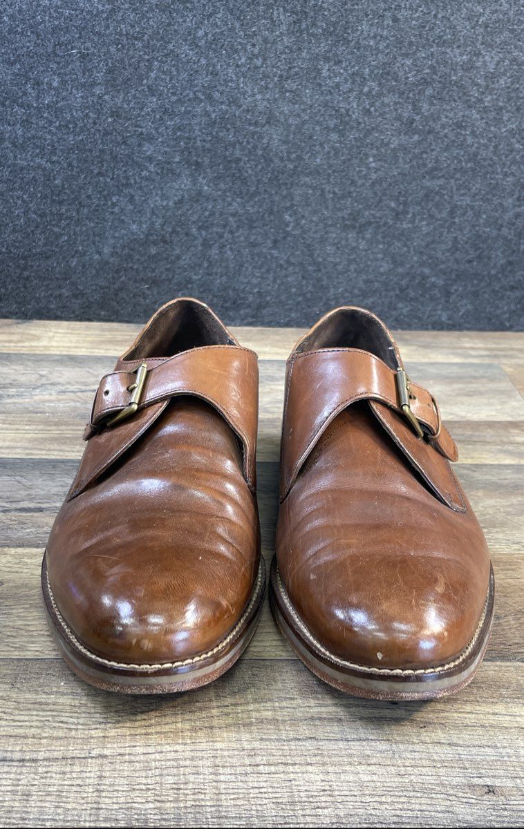 Cole Haan Williams Tan Leather Single Monk Strap Dress Shoes Size 9.5 M
