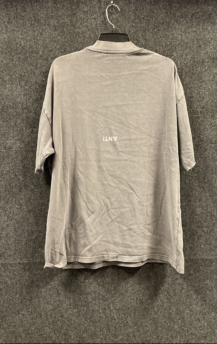 Anti Order Men's T-Shirt Gray Washed Graphic Dog Logo Cotton Streetwear Size M