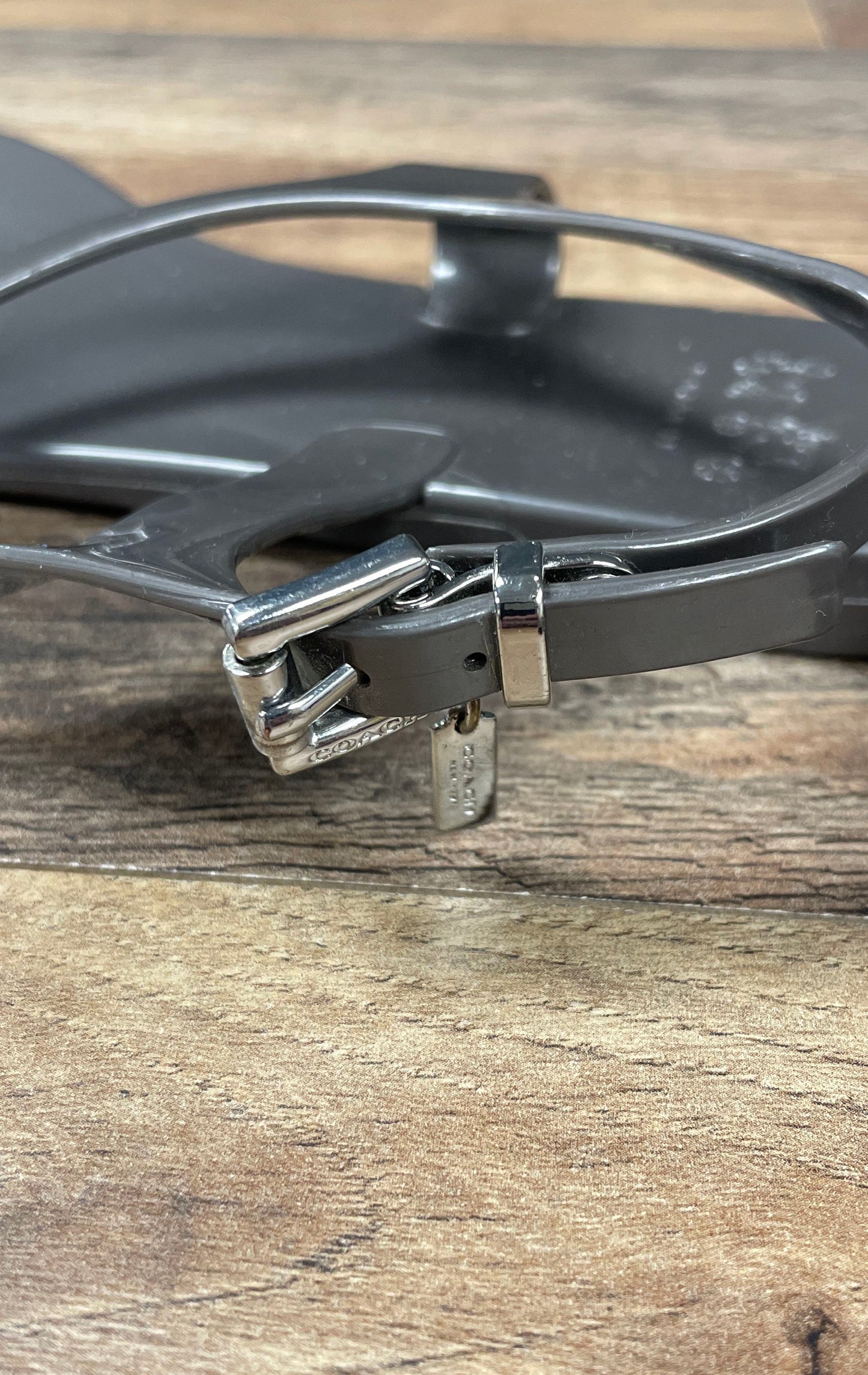 Coach Plato Grey Jelly Thong Ankle Strap Sandals Womens Size 8B A8890