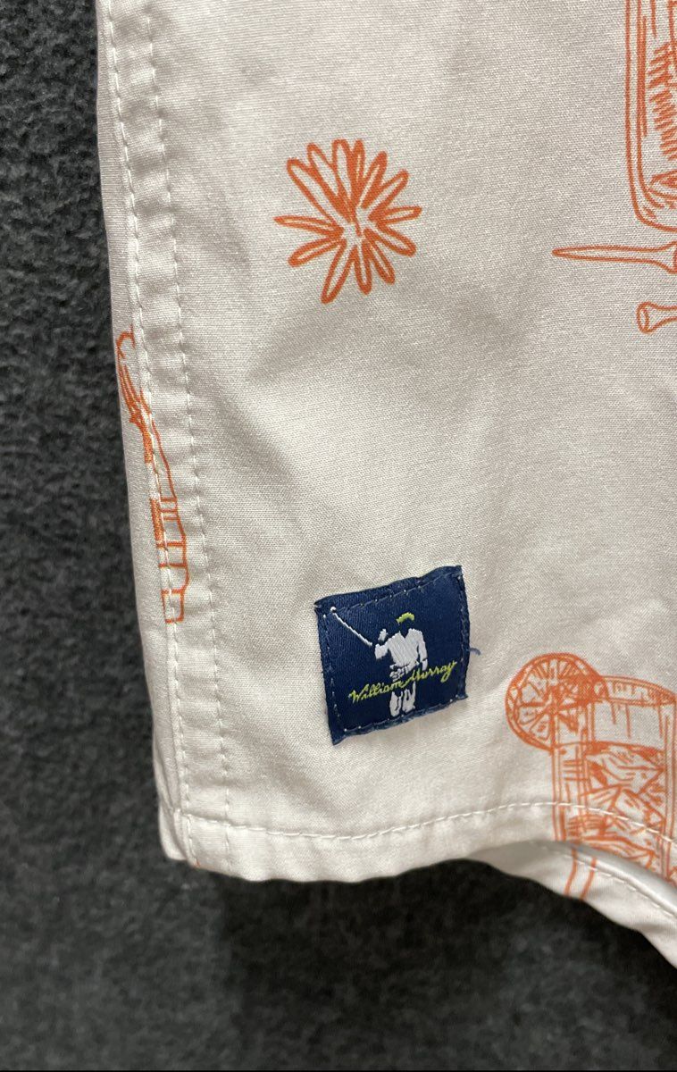William Murray Men's Short Sleeve Golf Shirt Beige Orange Cactus Cocktail