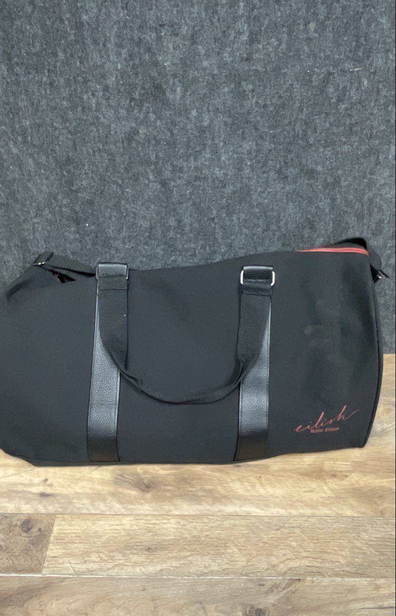 Billie Eilish Black Canvas Duffle Bag Gym Travel Weekender Red Logo