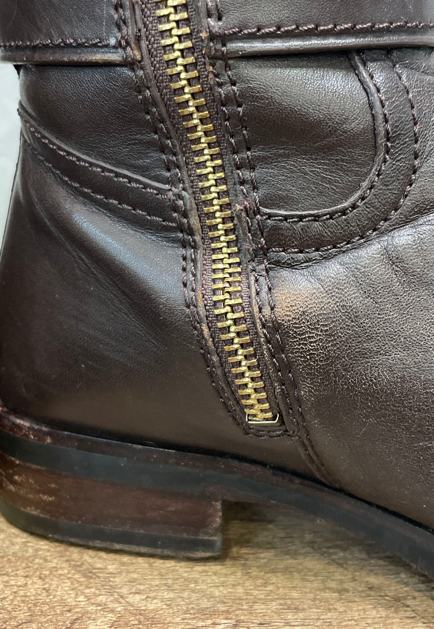 Coach Eva Extended Calf Brown Leather Knee High Riding Boots Size 6B