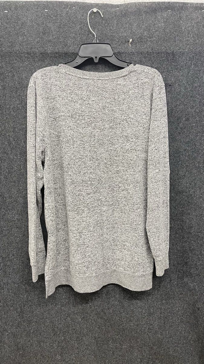 Lucky Brand Women's Heather Gray Marled V-Neck Sweater Knit Pullover Sz L
