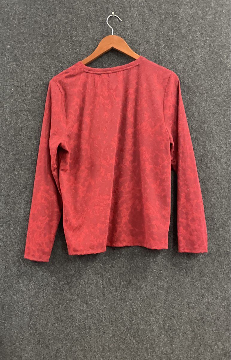 Simply Vera Vera Wang Women's Red Jacquard Textured Knit Long Sleeve Top Sz L