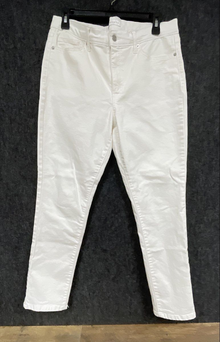 Crown & Ivy Women's White Mid-Rise Skinny Jeans Sz 14