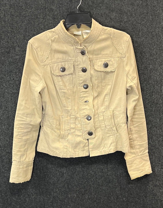 Vintage Y2K No Boundaries Women's Khaki Cotton Raw Seam Military Jacket Sz XL