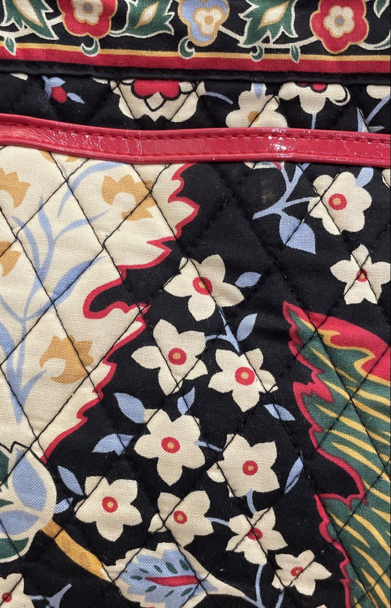Vera Bradley Indigo Pop Quilted Cotton Tote Bag Large Floral Shoulder Bag