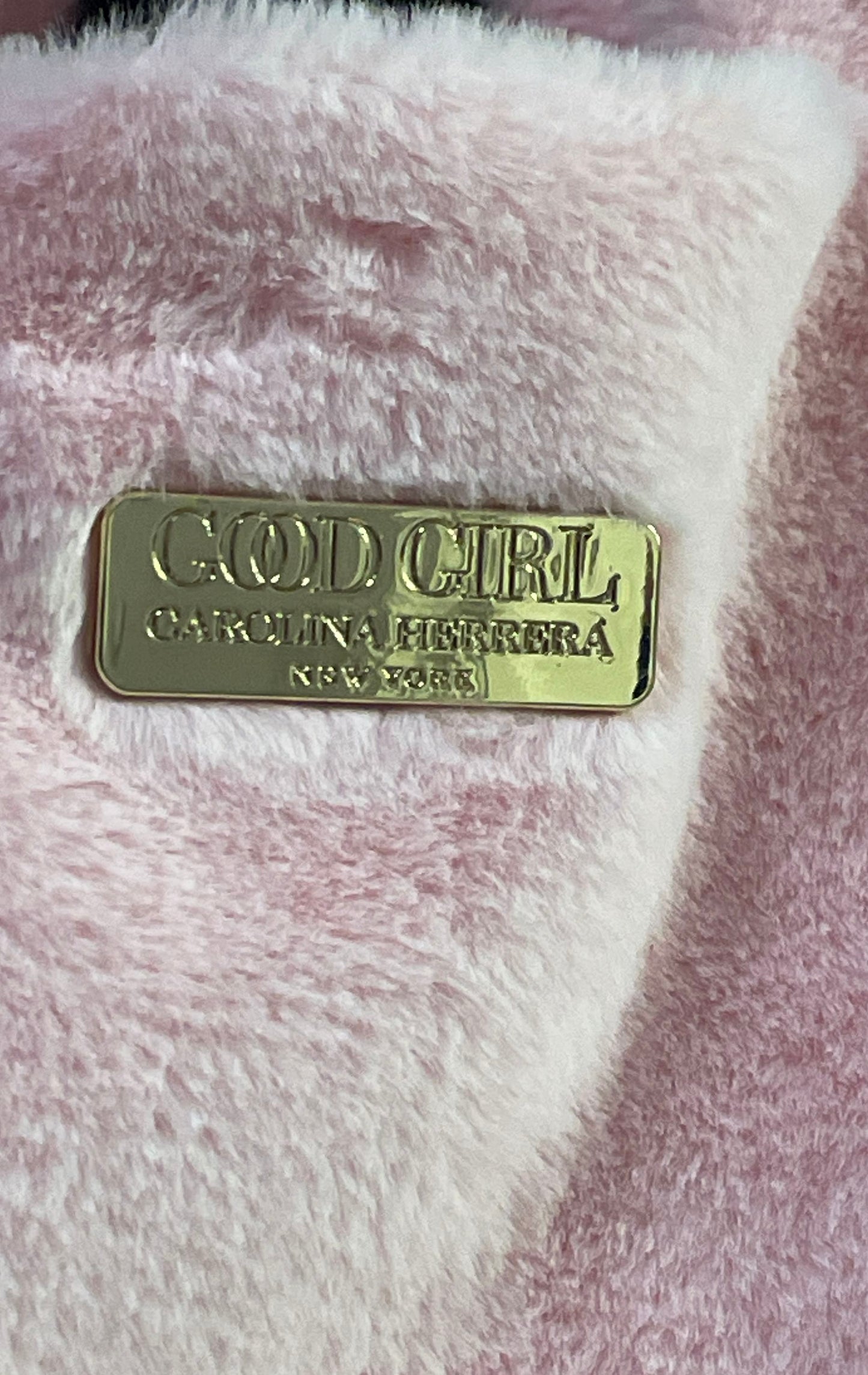 Carolina Herrera Good Girl Pink Faux Fur Tote Bag Small Gold Hardware