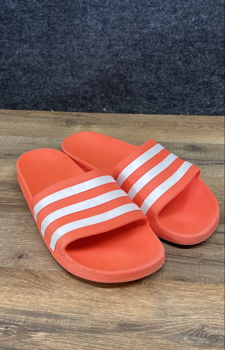 Adidas Adilette Slides Orange White 3-Stripe Sport Sandals Men's Size 9