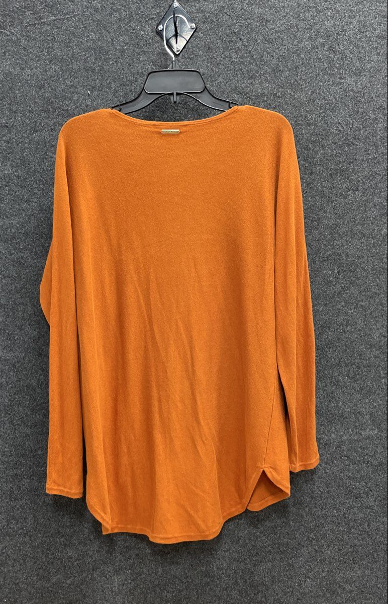 Michael Kors Women's Orange Scoop Neck Asymmetric Hem Sweater Tunic Size M
