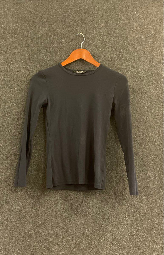 Lauren Ralph Lauren Women's Long Sleeve Crewneck T-Shirt Navy Blue Sz XS