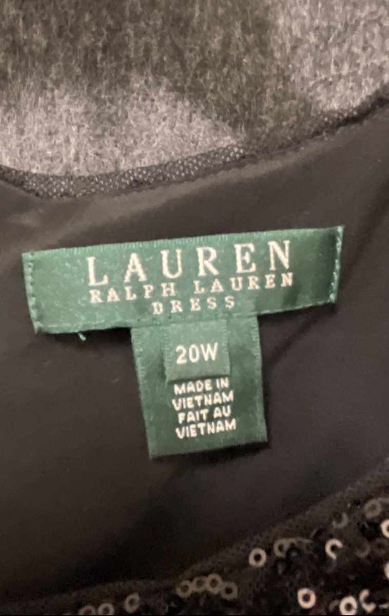 Lauren Ralph Lauren Women's Black Sequin Draped Cocktail Dress Sz 20W