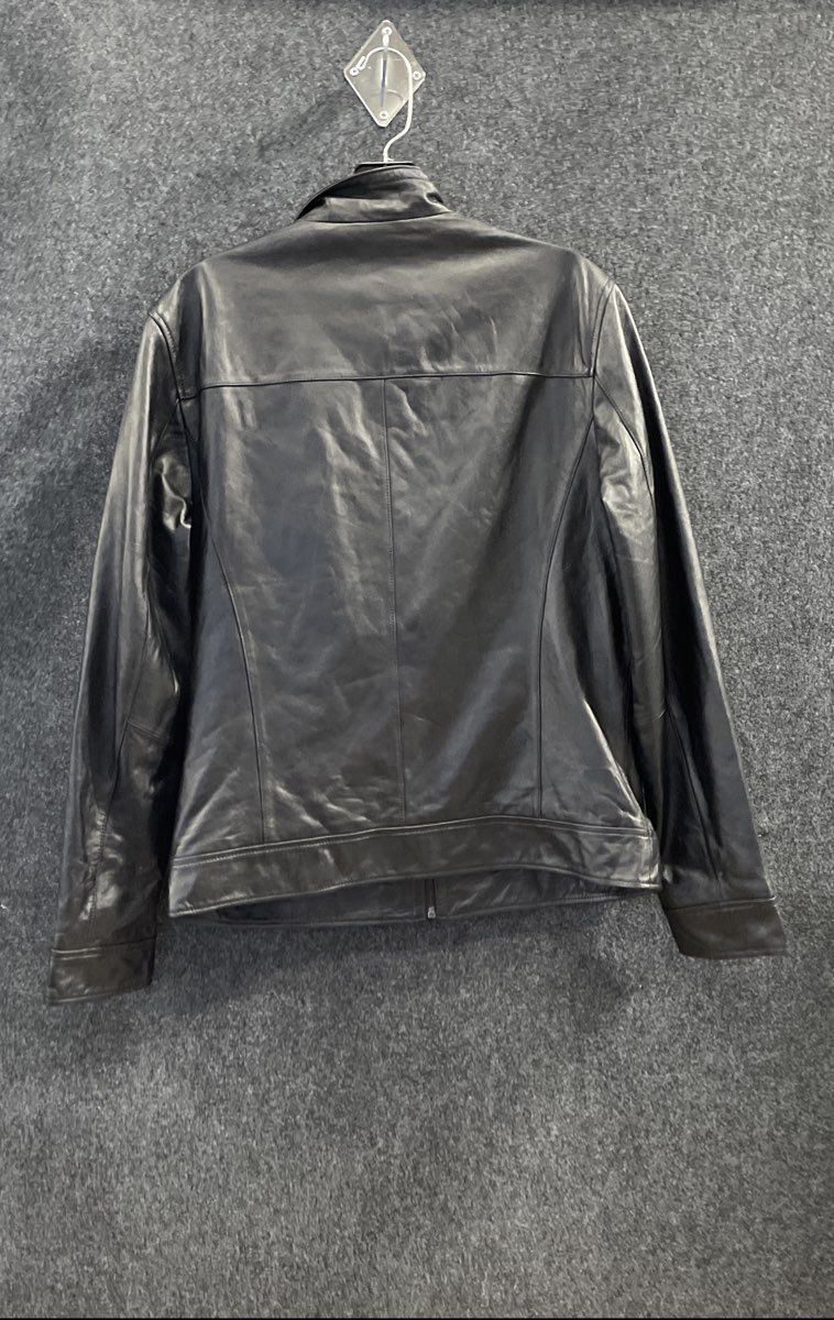 Women's Black Leather Jacket Cafe Racer Moto Full Zip Stand Collar Size S