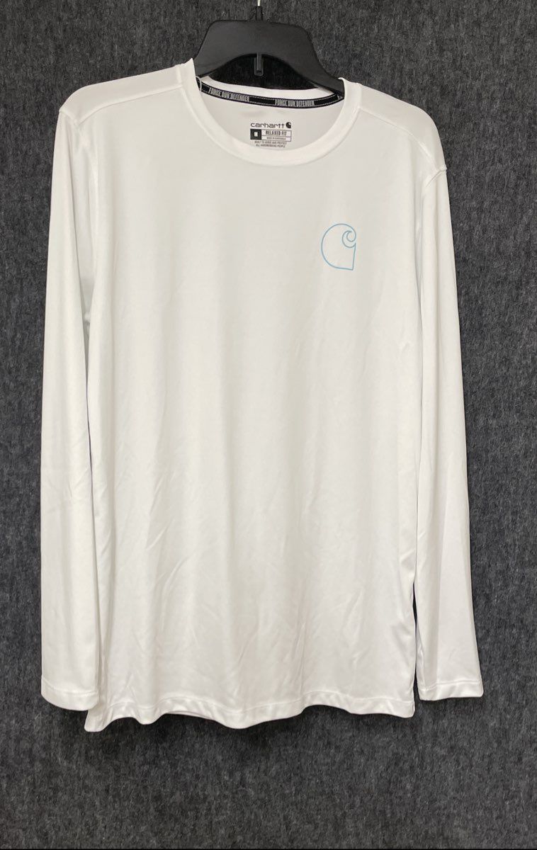 Carhartt Men's Force Sun Defender Long Sleeve T-shirt White Relaxed Fit Sz M