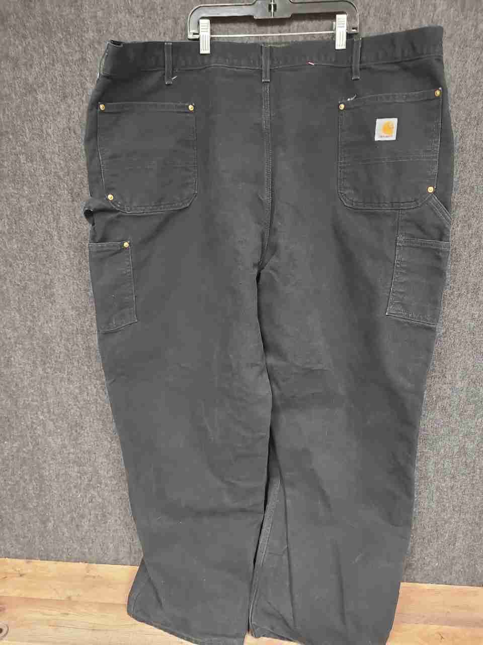 Carhartt Men's Black Double Knee Logger Work Pants Made in USA Sz 50x30