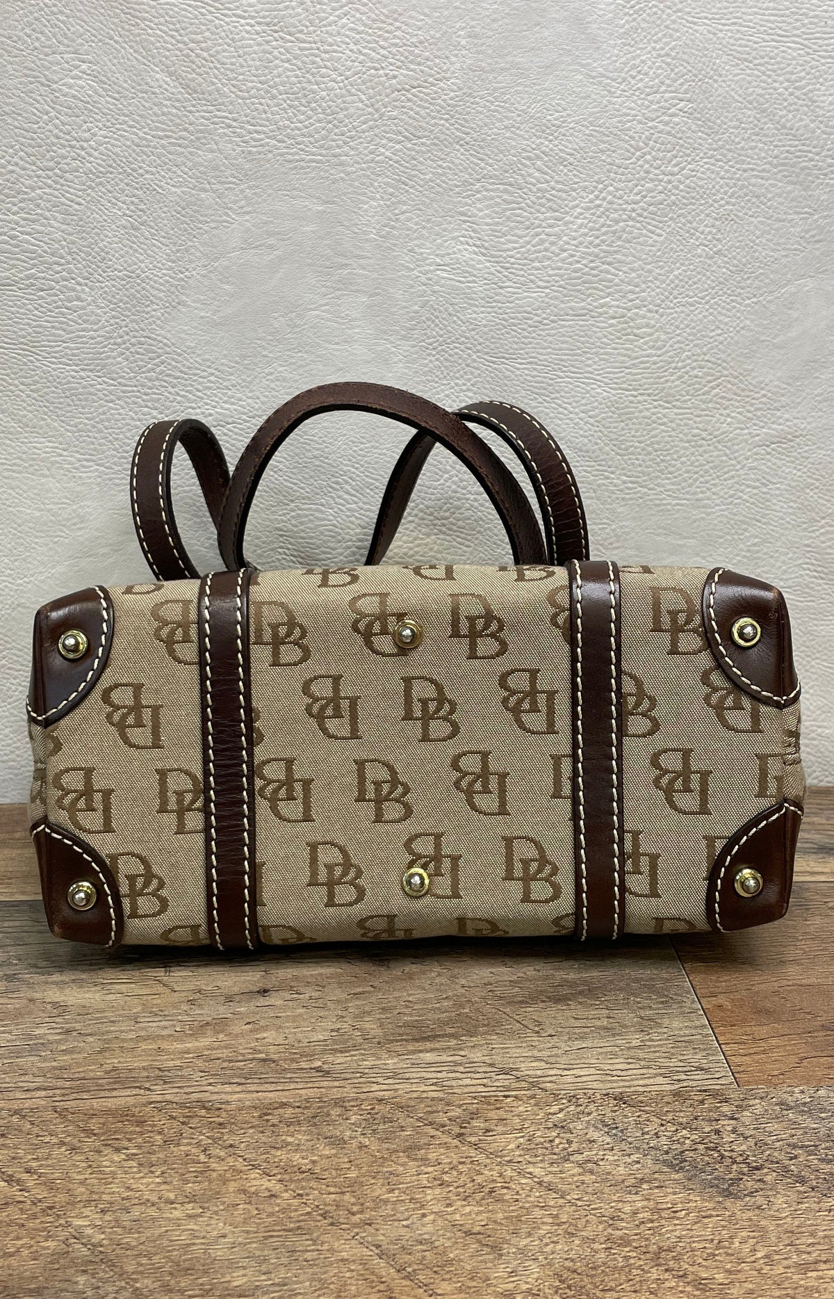 Dooney & Bourke Brown Monogram Canvas Vintage Satchel Shoulder Bag