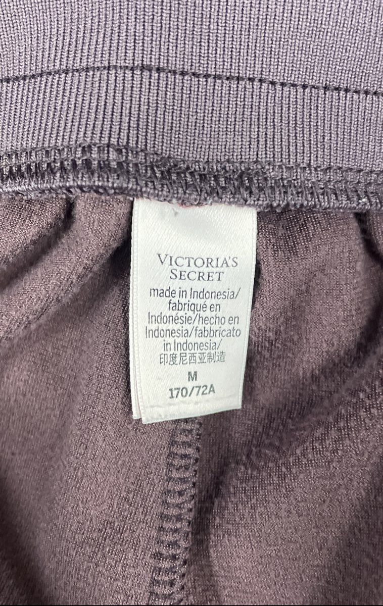 Victoria's Secret Women's Purple Ribbed Velour Wide Leg Drawstring Pants Sz M