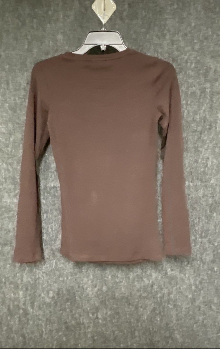 Fashion Nova Women's Julia Long Sleeve Top Brown Ribbed Tee NWT Size M