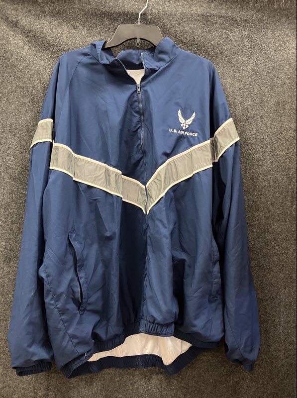 Vintage US Air Force Men's Navy Reflective Chevron PT Windbreaker Jacket Sz 3XL