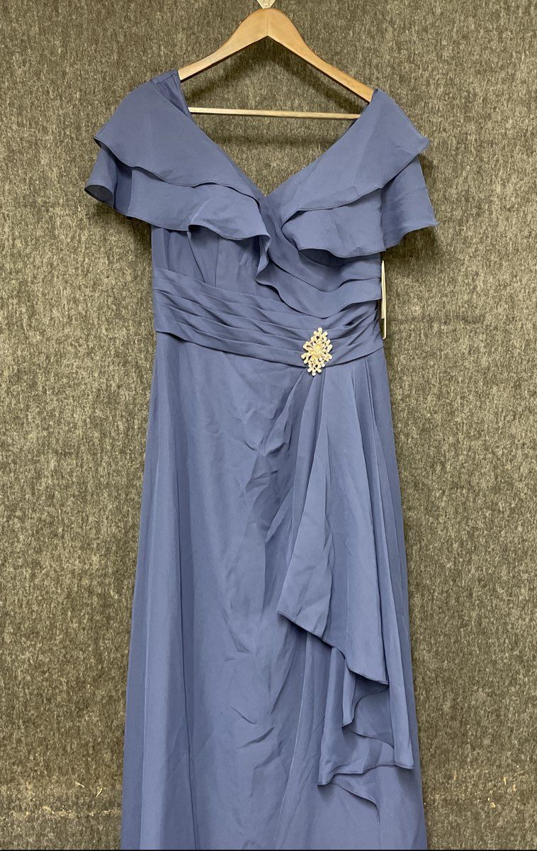 JJ's House Women's Navy Chiffon Mother of the Bride Ruffle Dress Sz 10 NWT