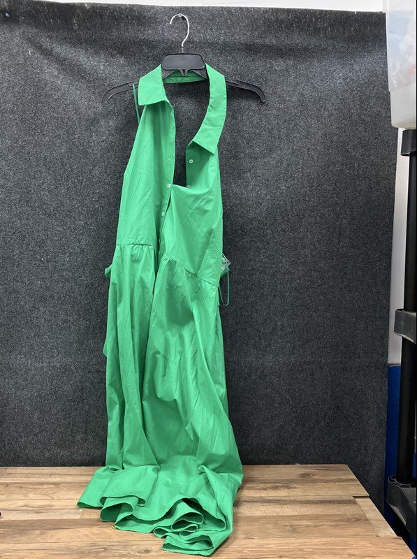 CeCe Women's Kelly Green Sleeveless Collared Smocked Midi Dress Sz XL NWT