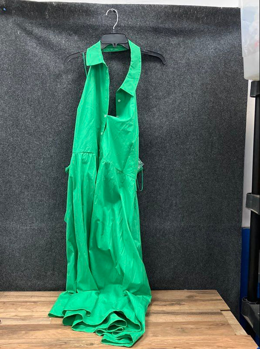 CeCe Women's Kelly Green Sleeveless Collared Smocked Midi Dress Sz XL NWT