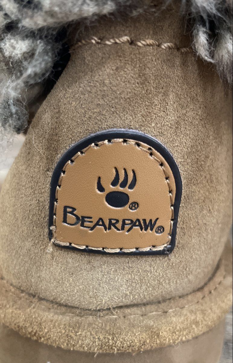 Bearpaw Hickory Suede Faux Fur Trim Ankle Winter Boots Women's Size 9