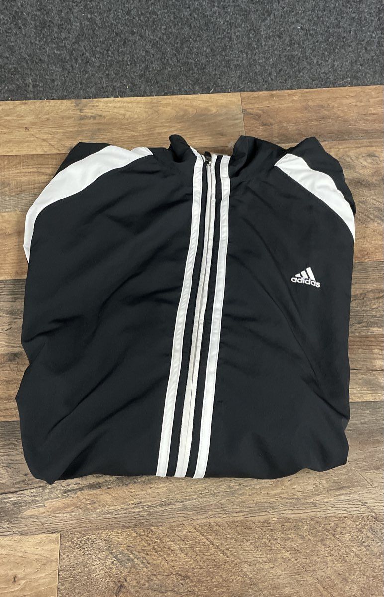 Adidas Men's Climaproof Track Jacket Black White Full Zip Sz 2XL
