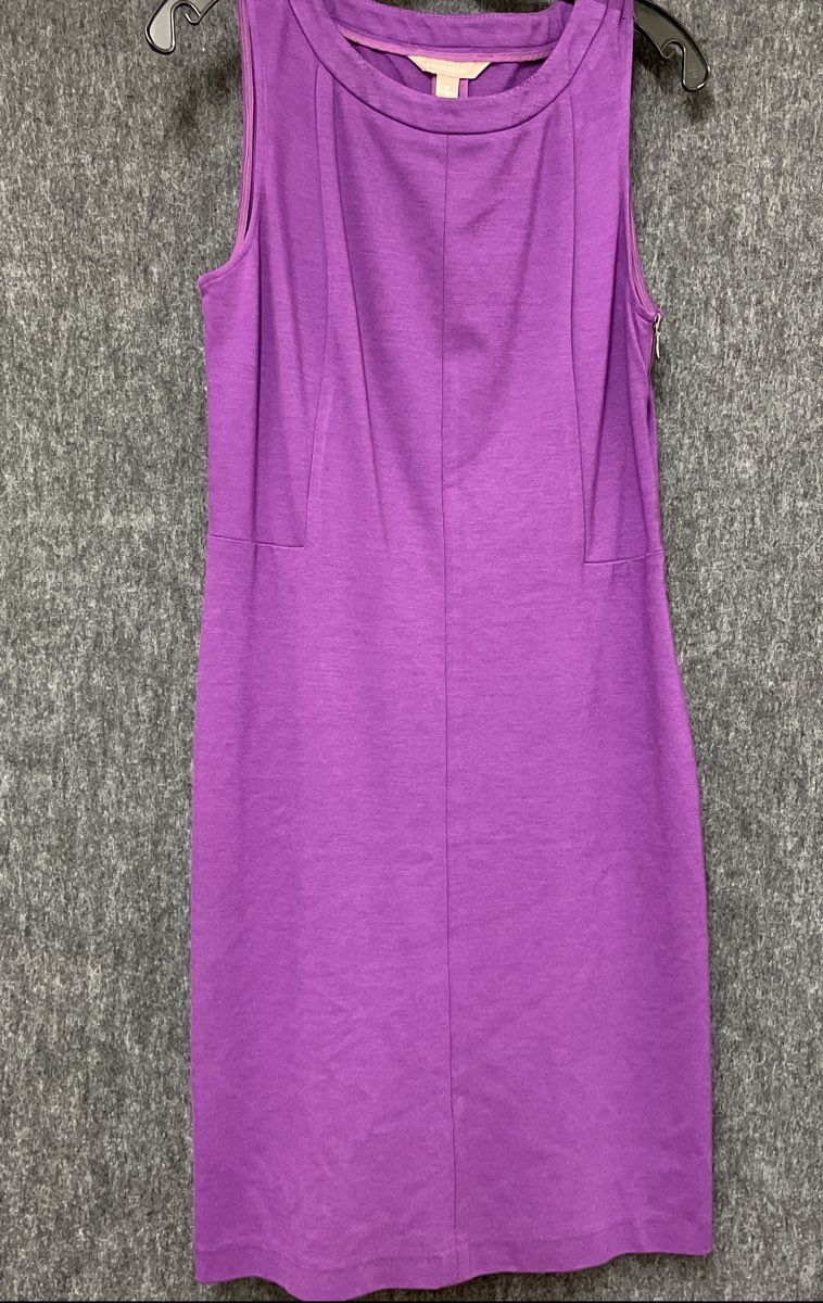 Banana Republic Women's Purple Sleeveless Sheath Dress Side Zip Knit Sz 8