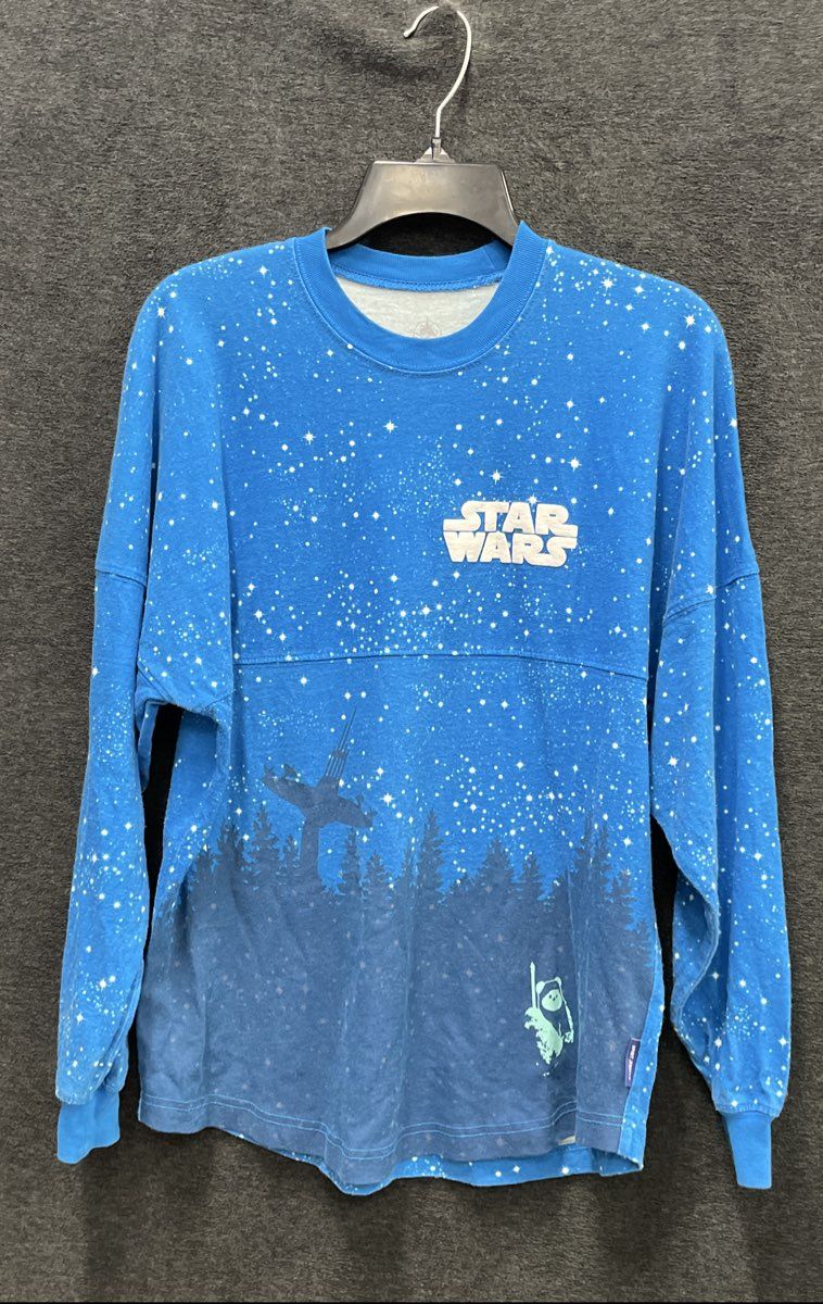 Spirit Jersey Women's Disney Star Wars Endor Ewok Blue Galaxy Shirt Sz XS