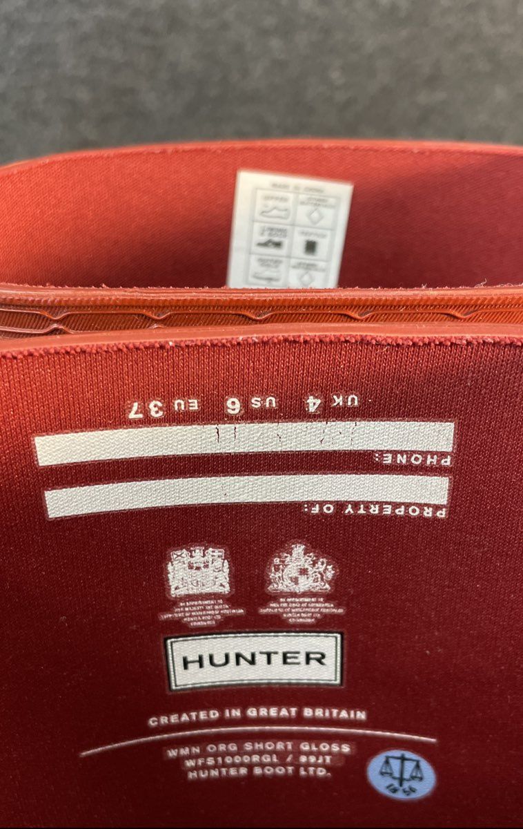 Hunter Women's Original Short Gloss Military Red Rain Boots Size 6