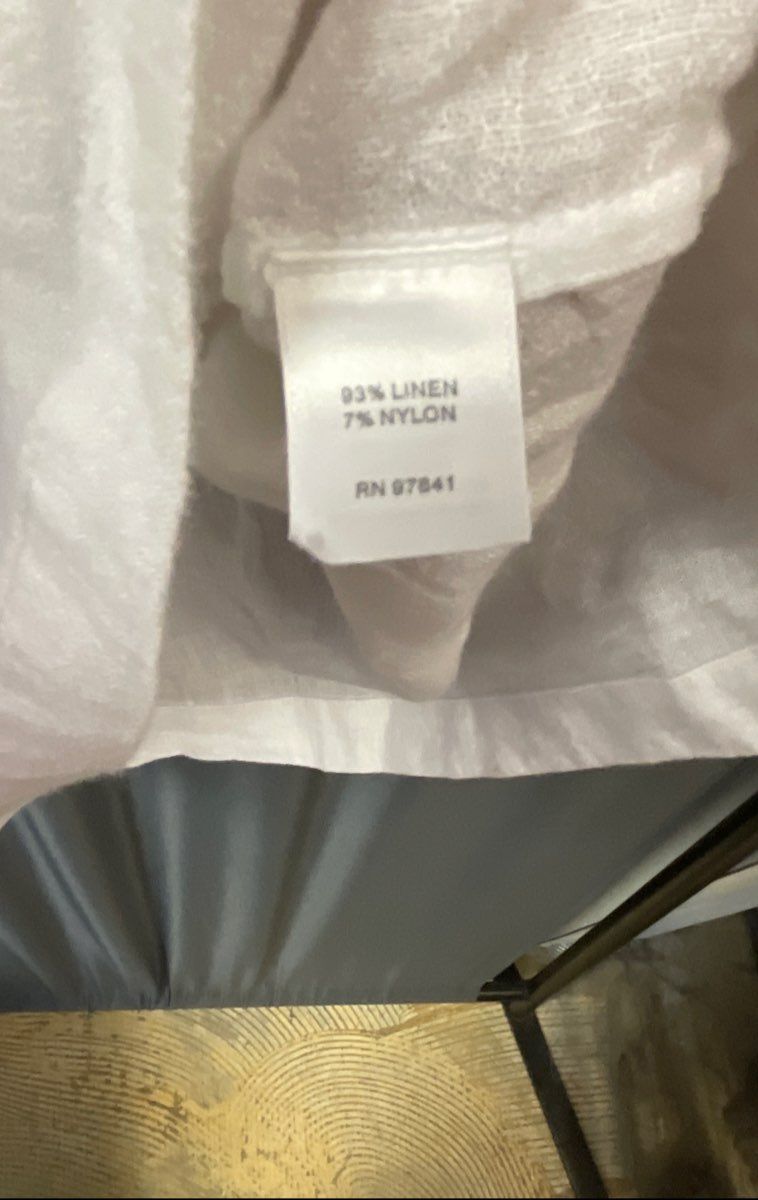 Pure Jill Women's White Linen Blend Scoop Neck 3/4 Sleeve Top Sz Medium Petite