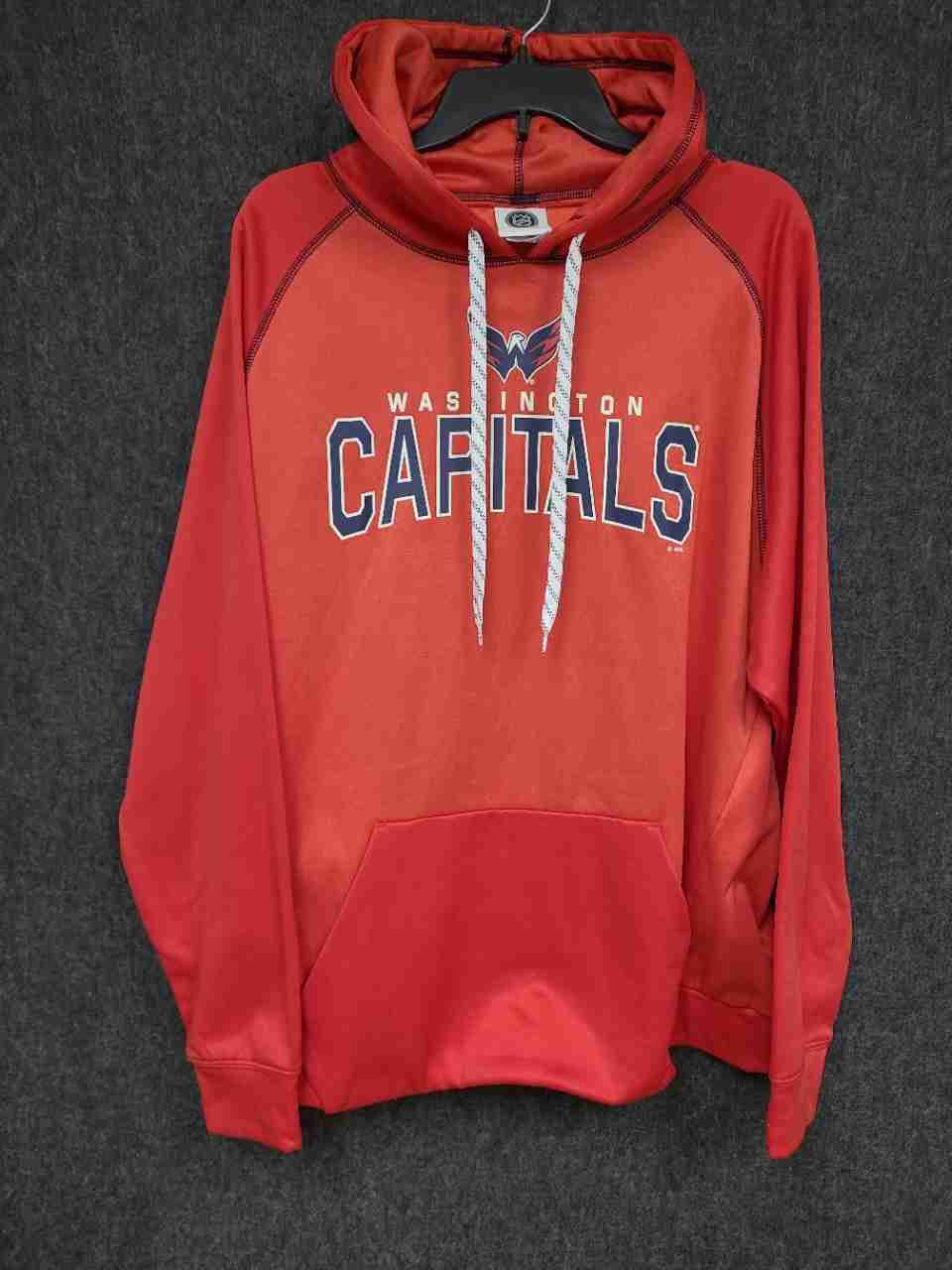 NHL Men's Washington Capitals Red Graphic Pullover Fleece Hoodie Sz L