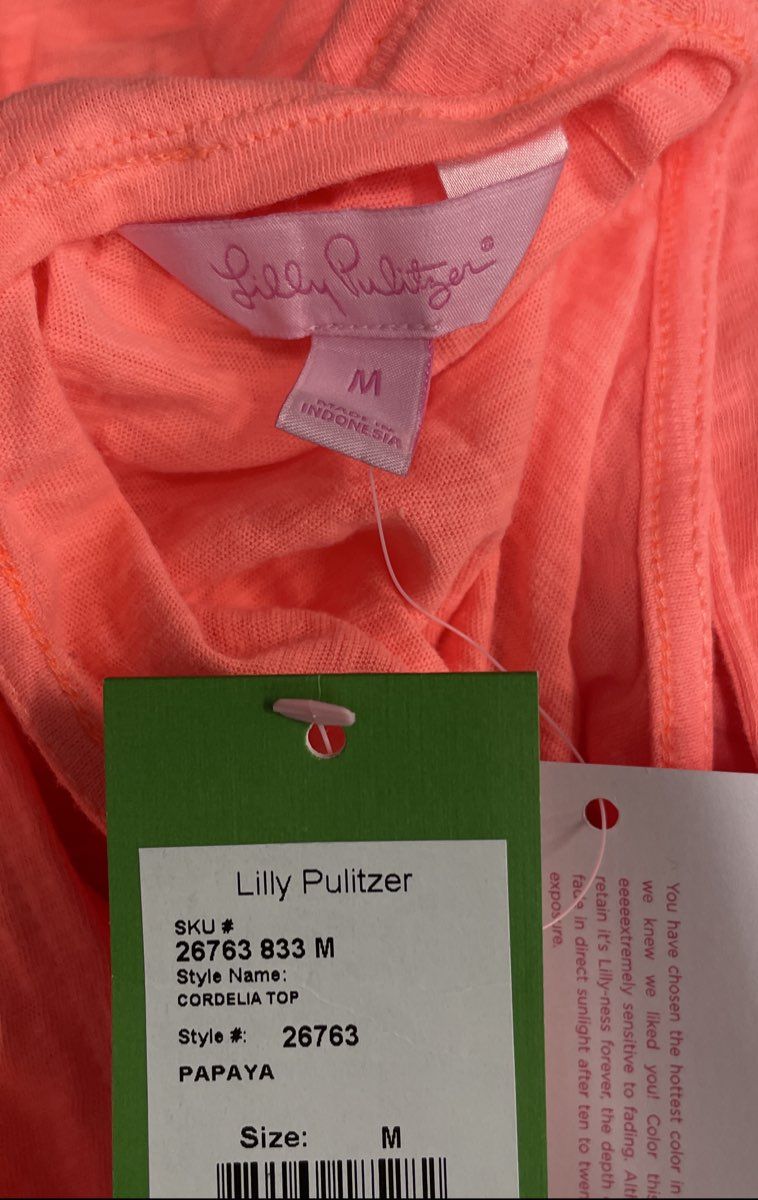Lilly Pulitzer Women's Cordelia Top Papaya Orange Racerback Tank Sz M NWT