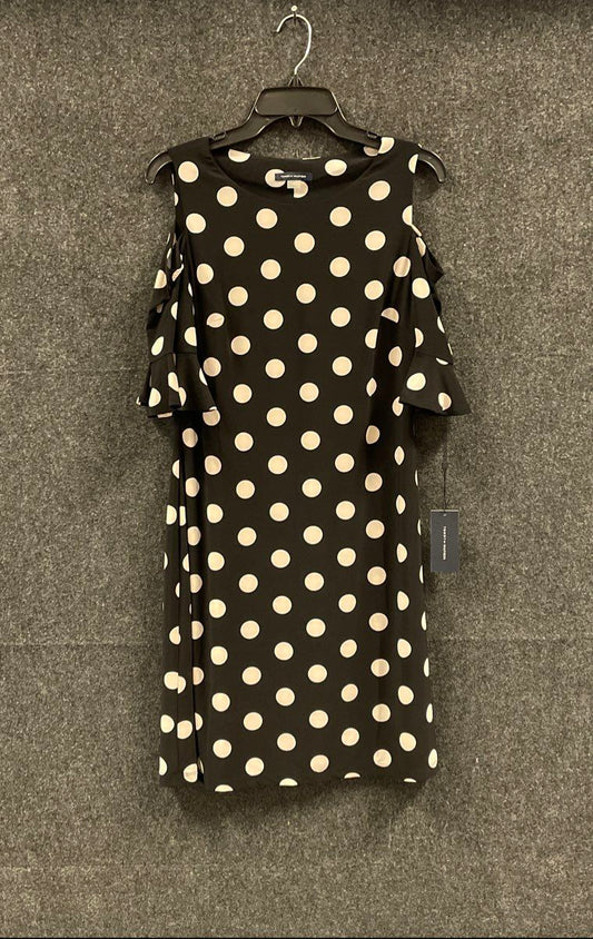 NWT Tommy Hilfiger Women's Polka Dot Cold Shoulder Dress Black White Sz 8