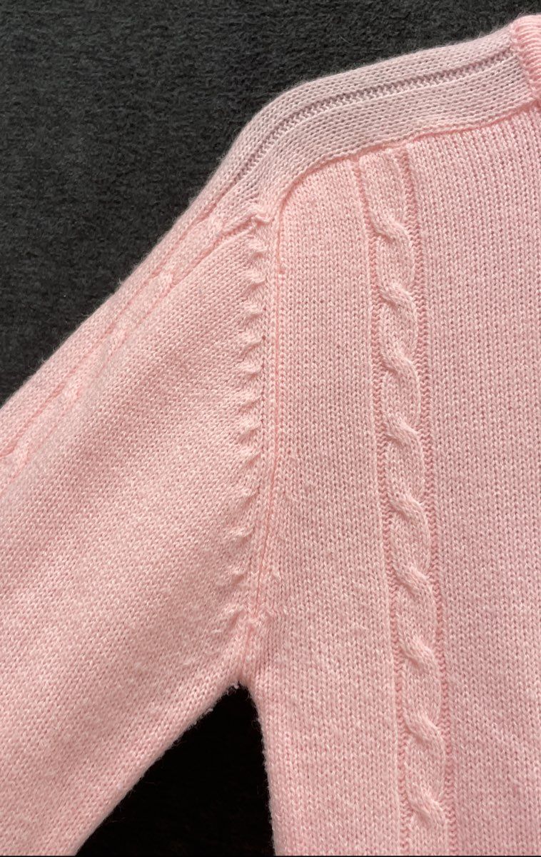 Vintage 80s T.G.I.F. Pink Cable Knit Crew Neck Sweater Made in Korea Sz M