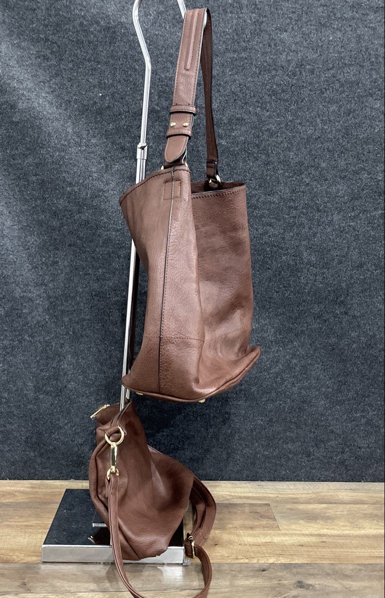 Unbranded Maroon Leather Tote Shoulder Bag and Crossbody Bag Lot of 2