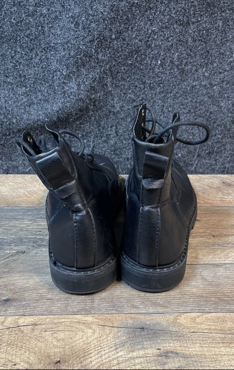 Portland Boot Company Black Synthetic Leather Lace-Up Combat Boots Size 8