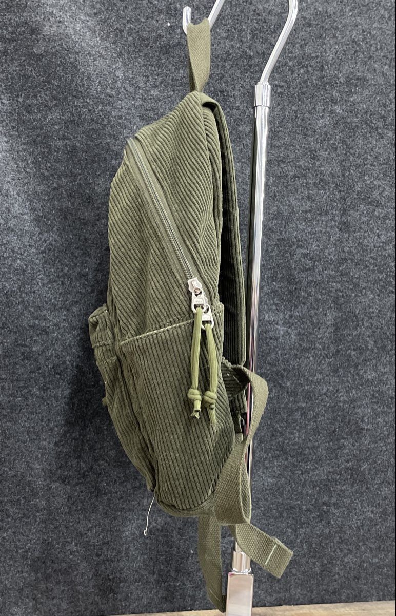 Olive Green Corduroy Backpack Small School Bag Everyday Rucksack Duck Charm